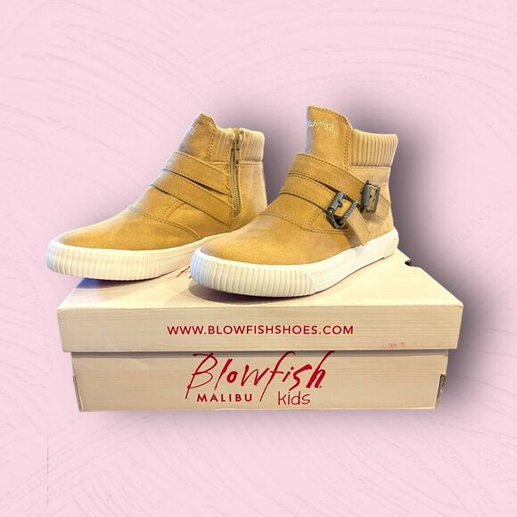 Blowfish FRAMATCHA Sneakers  HIGH TOP Light Camel Tan SUEDE Girl’s Size 4.5 NEW - Picture 5 of 9